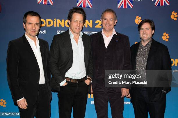 Producer David Heyman, actors Hugh Grant and Hugh Bonneville and director Paul King attend the 'Paddington II' Premiere at L'Olympia on November 19,...