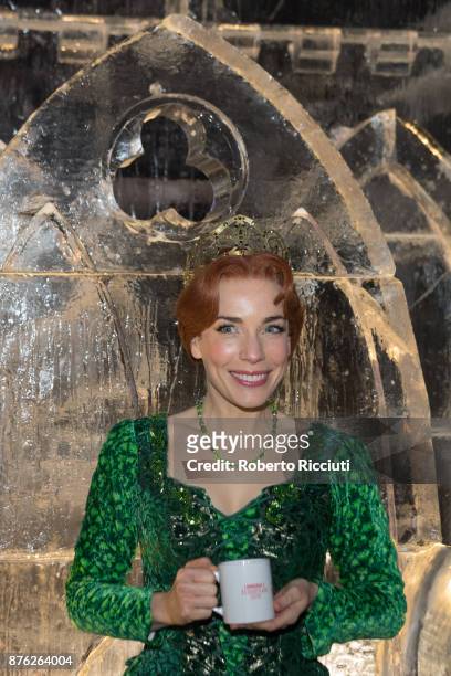 Laura Main, performing as Fiona, attends a photocall at Ice Adventures during 'Light Night', the event that celebrates the start of Christmastime in...