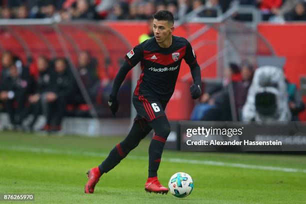 Alfredo Morales of Ingolstadt runs with the ball during the Second Bundesliga match between FC Ingolstadt 04 and Fortuna Duesseldorf at Audi...