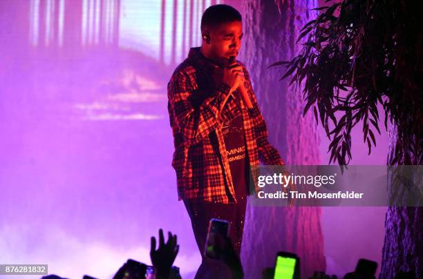 Kid Cudi performs during his "Passion, Pain & Demon Slayin' Tour" at The Warfield on November 18, 2017 in San Francisco, California.