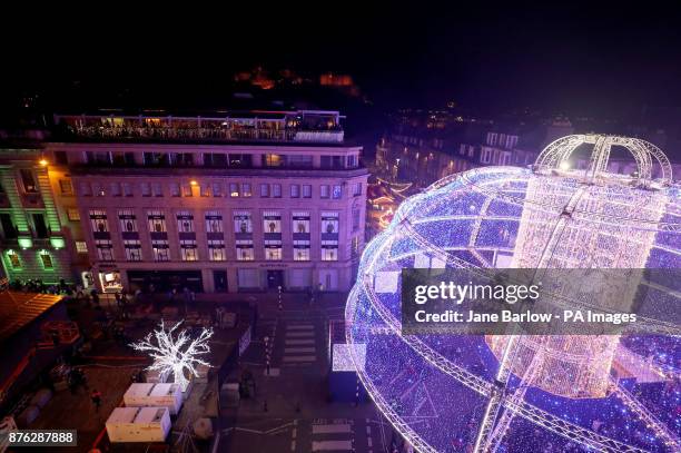 The Christmas Thunderdome is illuminated on Edinburgh's George Street for the start of the capital's Festive Season.