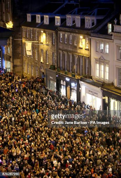 Crowds gather to watch the firework display above Edinburgh's George Street to mark the start of the capital's Festive Season.