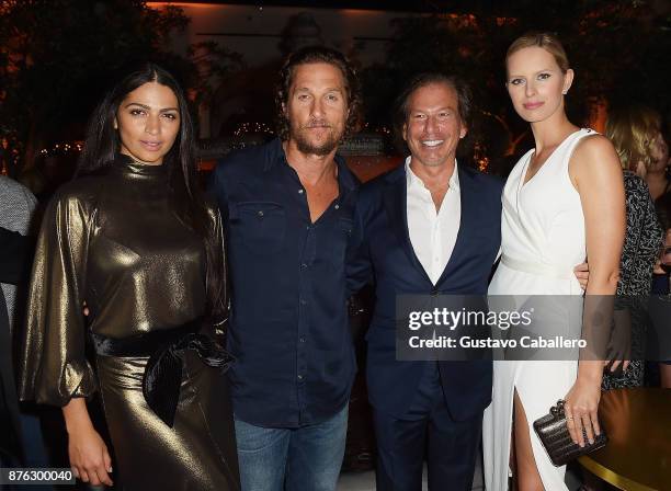 Model Camila Alves, actor Matthew McConaughey, RH Chairman and CEO Gary Friedman, and model Karolina Kurkova attend the private opening celebration...