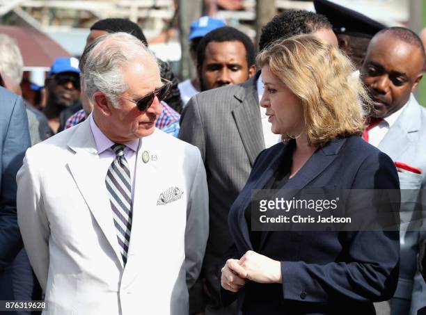 Prince Charles, Prince of Wales and Secretary for International Development Penny Mordaunt visit Pointe Michel to meet residents and tour the...