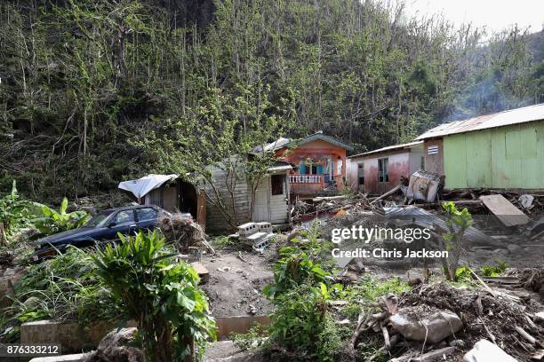 General view of the damage caused by Hurricane Maria in Roseau on November 19, 2017 in Dominica. The Prince of Wales is on a three day visit to the...