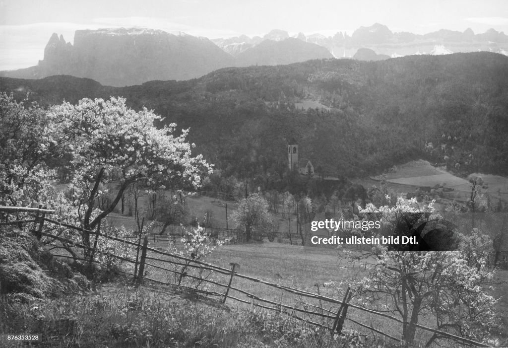 Hans Ritten Dolomites, view from the property of Hans von Hoffensthal in Ritten ...