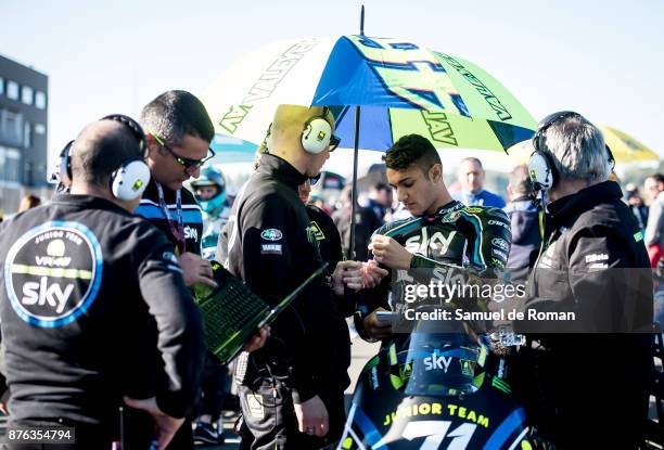 Rider Dennis Foggia of Italy and VR46 team during The Moto3 Junior World Championship on November 19, 2017 in Cheste, Spain.