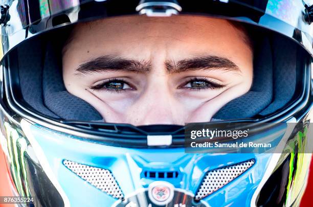 Rider Alonso Lopez of Spain and Estrella de Galicia Team during The Moto3 Junior World Championship on November 19, 2017 in Cheste, Spain.