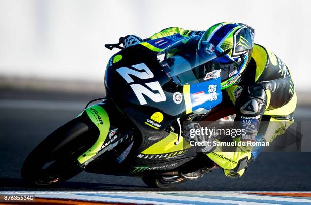 Rider Apiwath Wongthananon of Thailand and VR46 Team in action during The Moto3 Junior World Championship on November 19, 2017 in Cheste, Spain.