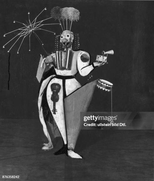 Maler und Grafiker, D Gestalten von der Versuchsbühne am Bauhaus in Dessau, die Schlemmer leitete: musikalischer Clown - Fotografie mit...