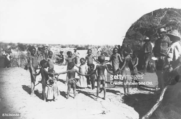 German South-West Africa - village of the Herero people, playing children - 1904