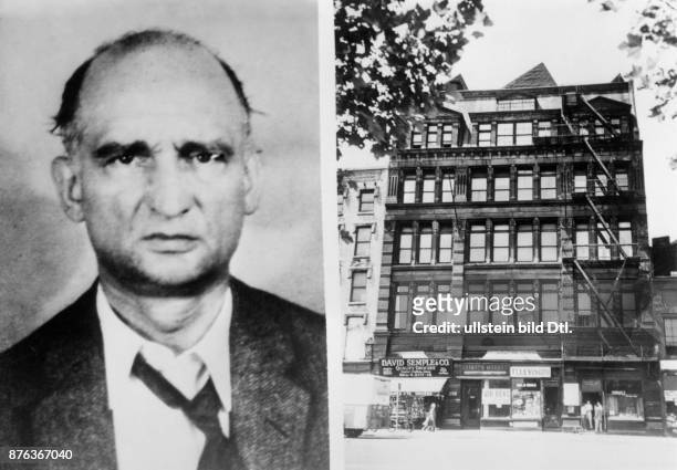 Links: der sowjetische Spion Rudolf Abel, 1957 verhaftet und 1962 gegen Francis Powers ausgetauscht; rechts: ein Haus in Brooklyn, in dem sich das...