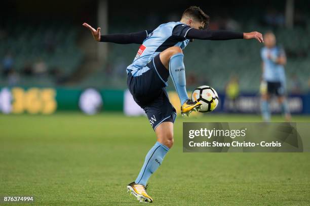 Paulo Retre of the Sydney FC in action during the round seven A-League match between Sydney FC and Newcastle Jets at Allianz Stadium on November 18,...