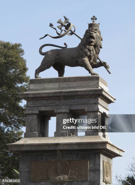 Monument to the Lion of Judah in the streets of Addis Ababa, Ethiopia