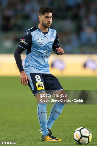 Paulo Retre of the Sydney FC in action during the round seven A-League match between Sydney FC and Newcastle Jets at Allianz Stadium on November 18,...