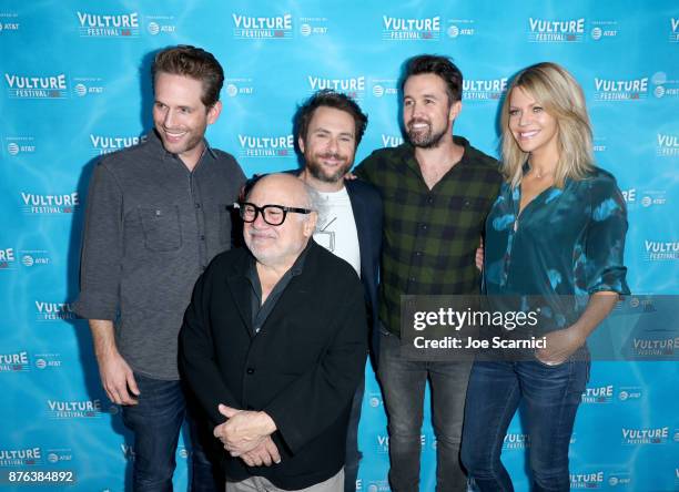 Glenn Howerton, Danny DeVito, Charlie Day, Rob McElhenney and Kaitlin Olson attend the 'It's Always Sunny' panel, part of Vulture Festival LA...