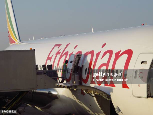 Ethiopian Airlines airplanes at Addis Ababa airport, Ethiopia