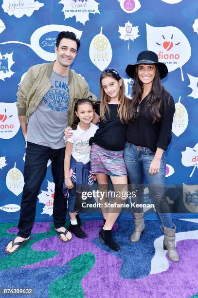 Gilles Marini and family attend Diono Presents Inaugural A Day of Thanks and Giving Event at The Beverly Hilton Hotel on November 19, 2017 in Beverly...