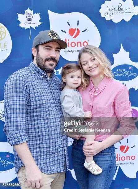 Emilie de Ravin and family attend Diono Presents Inaugural A Day of Thanks and Giving Event at The Beverly Hilton Hotel on November 19, 2017 in...