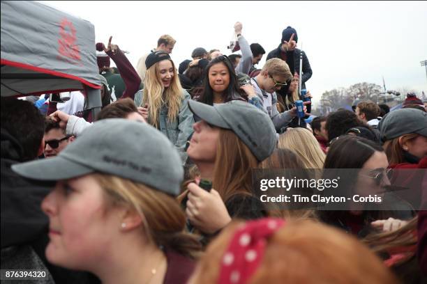 Students tailgating before the Yale V Harvard, Ivy League Football match at the Yale Bowl. The game was the 134th meeting between Harvard and Yale, a...