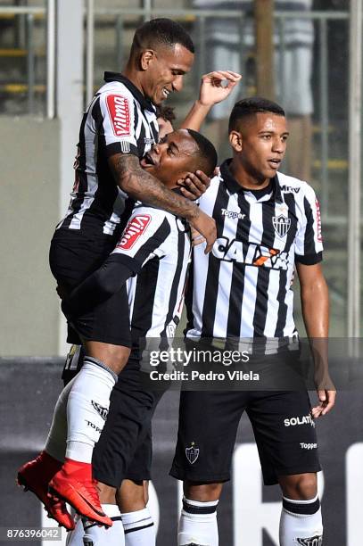 Otero and Robinho of Atletico MG celebrates a scored goal against Coritiba during a match between Atletico MG and Coritiba as part of Brasileirao...