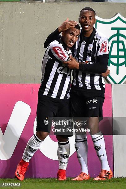 Otero and Robinho of Atletico MG celebrates a scored goal against Coritiba during a match between Atletico MG and Coritiba as part of Brasileirao...