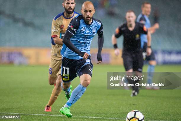 Adrian Mierzejewski of the Sydney FC in action during the round seven A-League match between Sydney FC and Newcastle Jets at Allianz Stadium on...