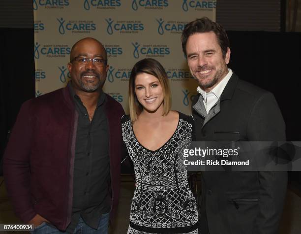 Singer-songwriters Darius Rucker, Cassadee Pope and Charles Esten attend the second annual "An Evening Of Scott Hamilton & Friends" hosted by Scott...