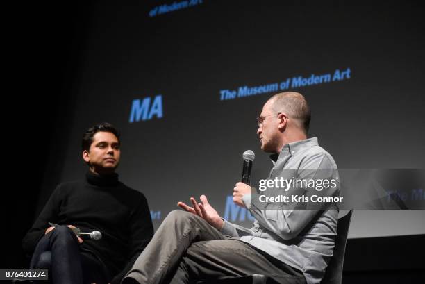 Moderator Rajendra Roy and director Darren Aronofsky attend the MoMA's Contenders Screening of "mother!" screening at MOMA on November 19, 2017 in...