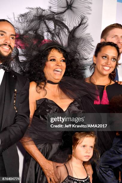 Ross Naess, Diana Ross and Chudney Ross attend the 2017 American Music Awards at Microsoft Theater on November 19, 2017 in Los Angeles, California.