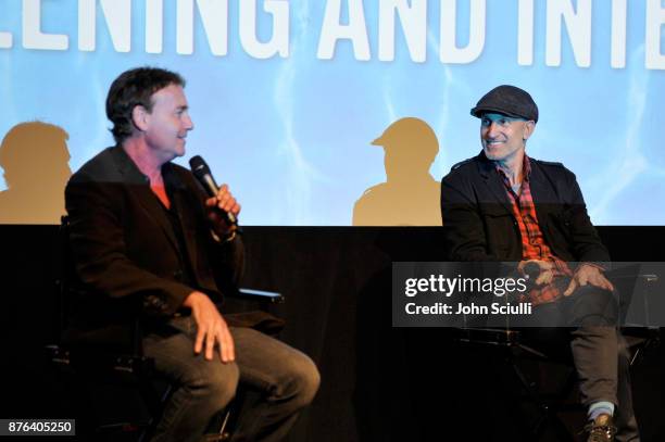 Writer Steven Rogers and director Craig Gillespie speak onstage during the the "I, Tonya" screening and interview with Craig Gillespie and Steven...