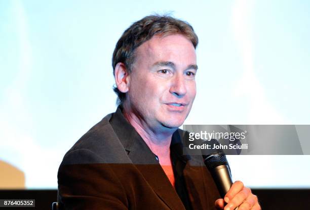Writer Steven Rogers speaks onstage during the the "I, Tonya" screening and interview with Craig Gillespie and Steven Rogers by Screenvision Media...