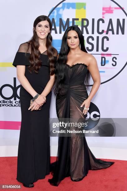 State delegate Danica Roem and Demi Lovato attend the 2017 American Music Awards at Microsoft Theater on November 19, 2017 in Los Angeles, California.