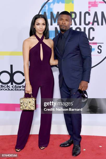 Corinne Foxx and Jamie Foxx attend the 2017 American Music Awards at Microsoft Theater on November 19, 2017 in Los Angeles, California.