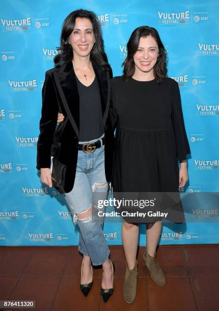 Producer Aline Brosh McKenna and actor Rachel Bloom attend the 'Crazy Ex-Girlfriend: 100th Song Celebration Sing-a-Long' event during Vulture...