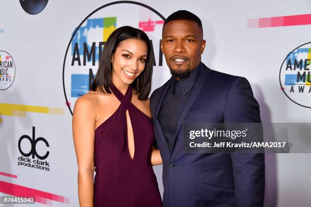 Corinne Foxx and Jamie Foxx attend the 2017 American Music Awards at Microsoft Theater on November 19, 2017 in Los Angeles, California.
