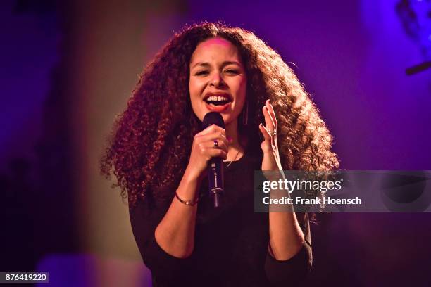 German singer Joy Denalane performs live on stage during a concert at the Passionskirche on November 19, 2017 in Berlin, Germany.