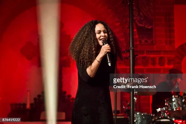 German singer Joy Denalane performs live on stage during a concert at the Passionskirche on November 19, 2017 in Berlin, Germany.