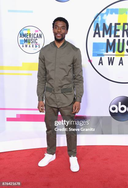 Chadwick Boseman attends the 2017 American Music Awards at Microsoft Theater on November 19, 2017 in Los Angeles, California.