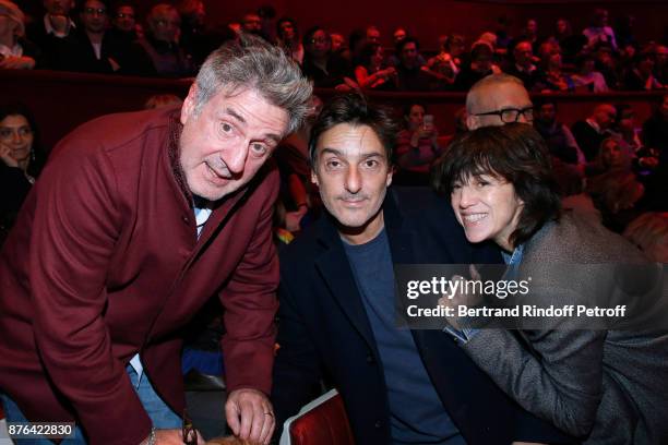 Daniel Auteuil, Yvan Attal and Charlotte Gainsbourg attend Barbara makes Gerard Depardieu triumph in "Depardieu Chante Barbara" at "Le Cirque...