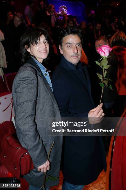 Charlotte Gainsbourg and Yvan Attal attend Barbara makes Gerard Depardieu triumph in "Depardieu Chante Barbara" at "Le Cirque D'Hiver" on November...