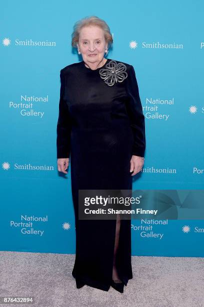 Former Secretary of State Dr. Madeleine K. Albright arrives at the National Portrait Gallery 2017 American Portrait Gala on November 19, 2017 in...