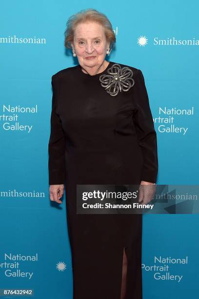 Former Secretary of State Dr. Madeleine K. Albright arrives at the National Portrait Gallery 2017 American Portrait Gala on November 19, 2017 in...