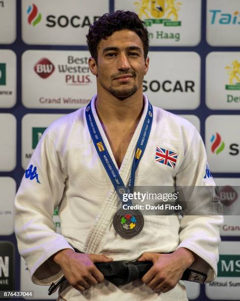 Under 60kg silver medallist, Ashley Mckenzie of Great Britain during The Hague Judo Grand Prix at the Sportcampus Zuiderpark on November 17, 2017 in...