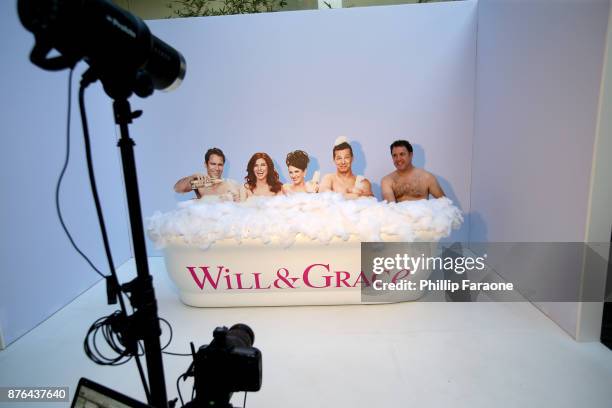 Festivalgoers visit the 'Will & Grace' activation in the Vulture Lounge during Vulture Festival LA presented by AT&T at The Hollywood Roosevelt Hotel...