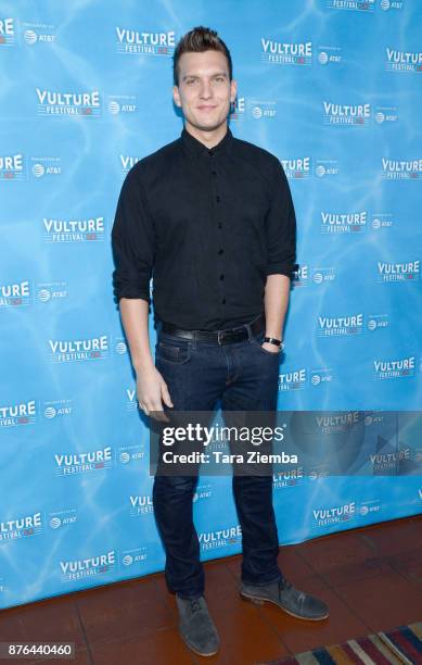 Actor Scott Michael Foster attends the Crazy Ex-Girlfriend: 100th Song Celebration Sing-a-Long event during Vulture Festival Los Angeles at Hollywood...