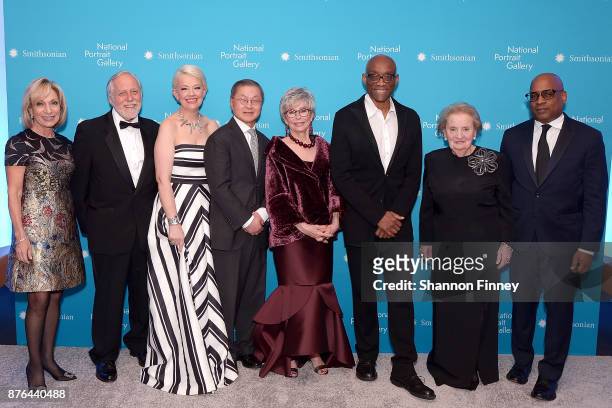 The honorees and their presentors at the National Portrait Gallery 2017 American Portrait Gala : NBC and MSNBC journalist Andrea Mitchell; Gerald H....
