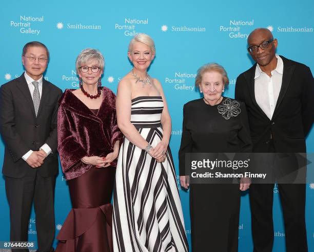 Honoree David D. Ho, M.D.; honoree and actress Rita Moreno; Kim Sajet, Director of the National Portrait Gallery; honoree and former Secretary of...