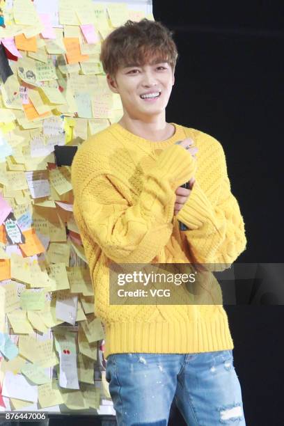 South Korean singer and actor Jae-Joong Kim attends a fans meeting on November 19, 2017 in Hong Kong, China.