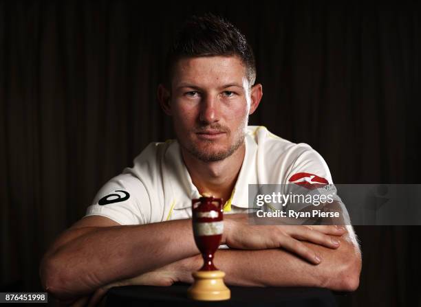 Cameron Bancroft of Australia poses during the Australia Test cricket team portrait session on November 20, 2017 in Brisbane, Australia.